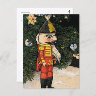 Vintager Nutcracker unter Weihnachtsbaum Postkarte