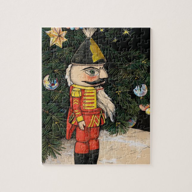 Vintager Nutcracker unter Weihnachtsbaum Puzzle (Vertikal)