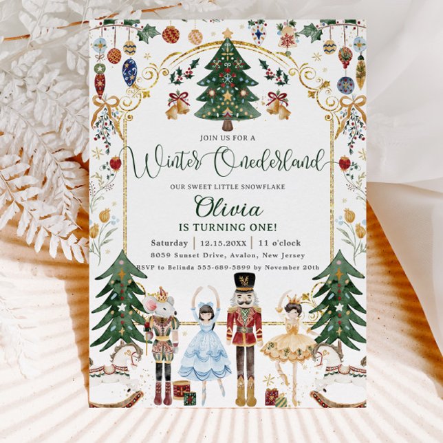 Vintager Nutcracker Winter Onederland 1. Geburtsta Einladung (Von Creator hochgeladen)