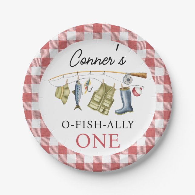 Vintager O-Fish-Ally 1. Geburtstag Pappteller (Vorderseite)