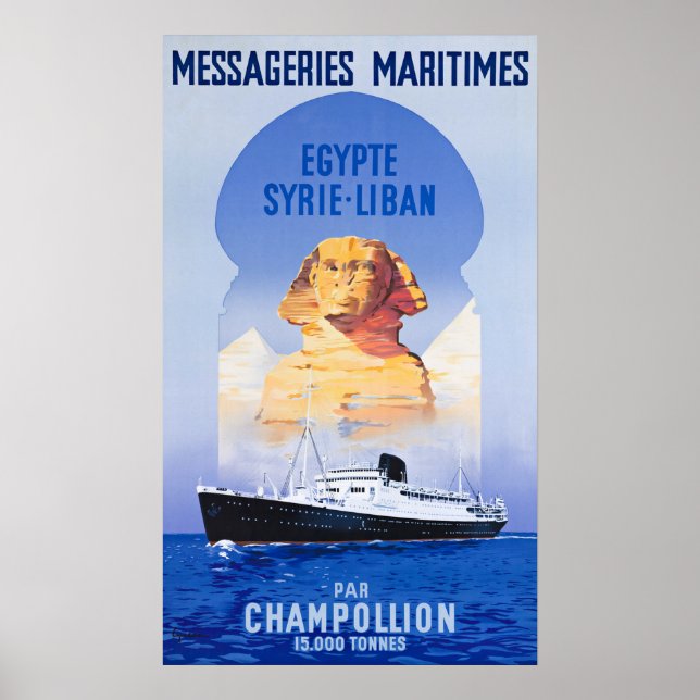 VINTAGER OCEAN LINER REISEPOSTER POSTER (Vorne)