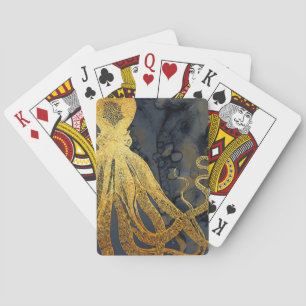 Vintager Octopus an der Küste Spielkarten