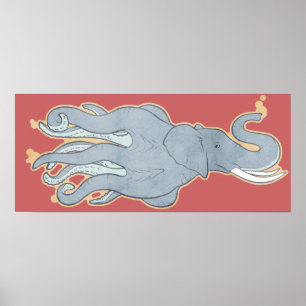 Vintager Octopus-Elefant Poster