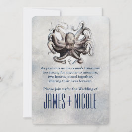 Vintager Octopus Sea Salt Beach Hochzeitsempfang Einladung