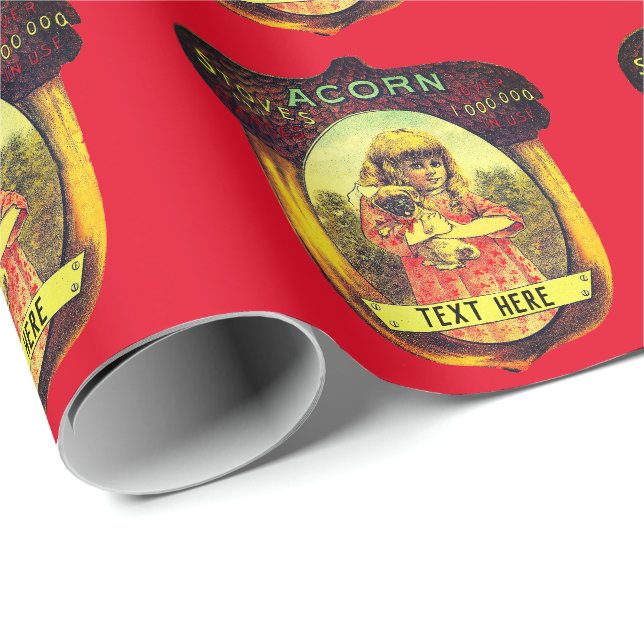 Vintager Ofen mit Ofen, rot-gelb Geschenkpapier (Rolleneckpunkt)