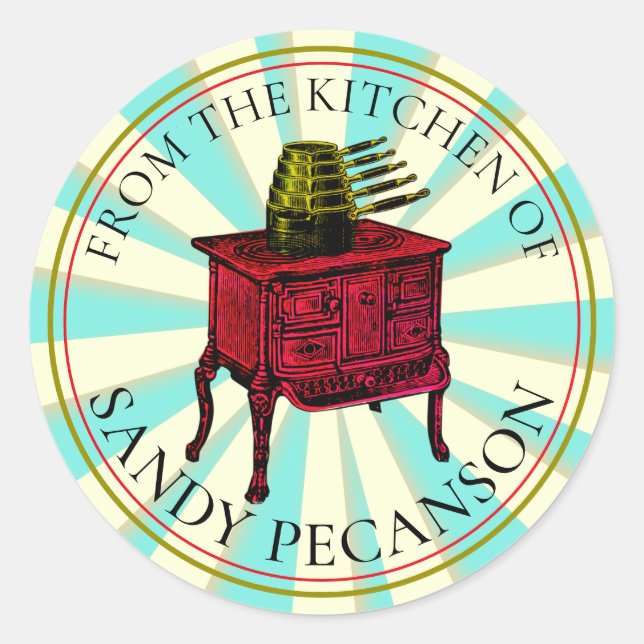 Vintager Ofenkocher aus der Küche Runder Aufkleber (Vorderseite)