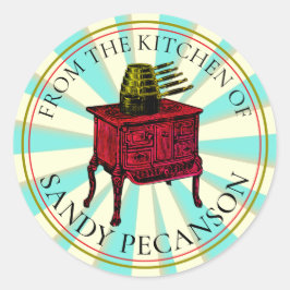 Vintager Ofenkocher aus der Küche Runder Aufkleber