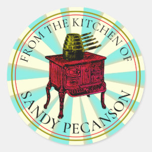 Vintager Ofenkocher aus der Küche Runder Aufkleber