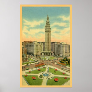 Vintager öffentlicher Platz Cleveland Ohio Poster