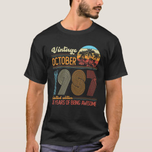 Vintager Oktober 1987 35 Jahre alt 35. Geburtstag  T-Shirt