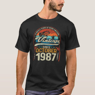 Vintager Oktober 1987 35 Jahre alter Fischfang übe T-Shirt