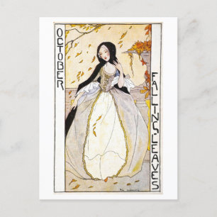 Vintager Oktober Fallende Blätter Postkarte