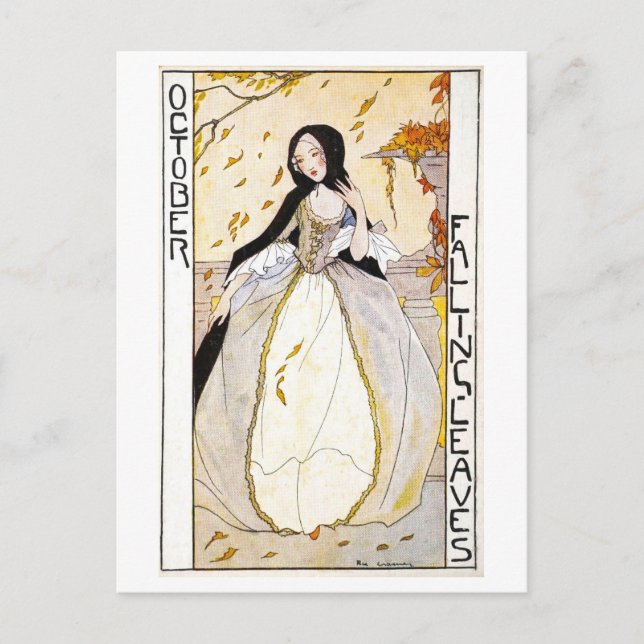 Vintager Oktober Fallende Blätter Postkarte (Vorderseite)