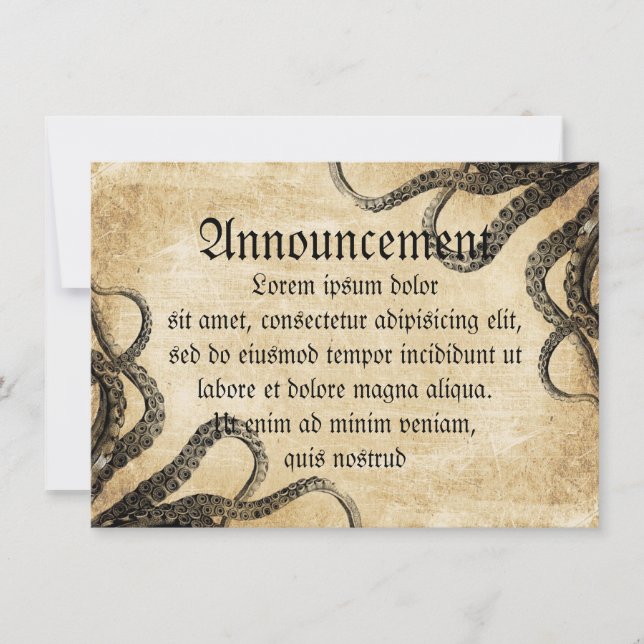 Vintager Oktopus Ankündigung (Vorderseite)