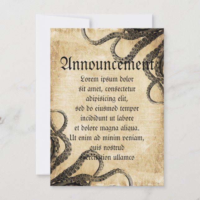 Vintager Oktopus Ankündigung (Vorderseite)