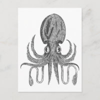 Vintager Oktopus, der in Schwarz und Weiß Zeichne