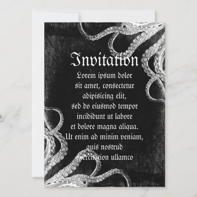 Vintager Oktopus Einladung (Vorderseite)