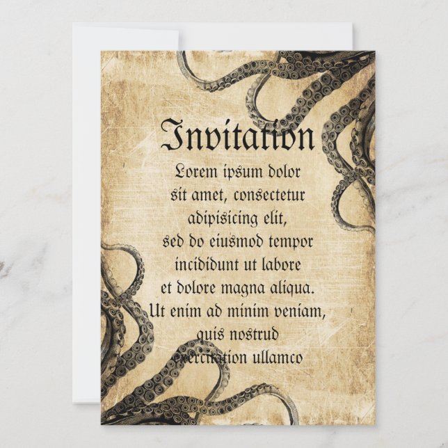 Vintager Oktopus Einladung (Vorderseite)