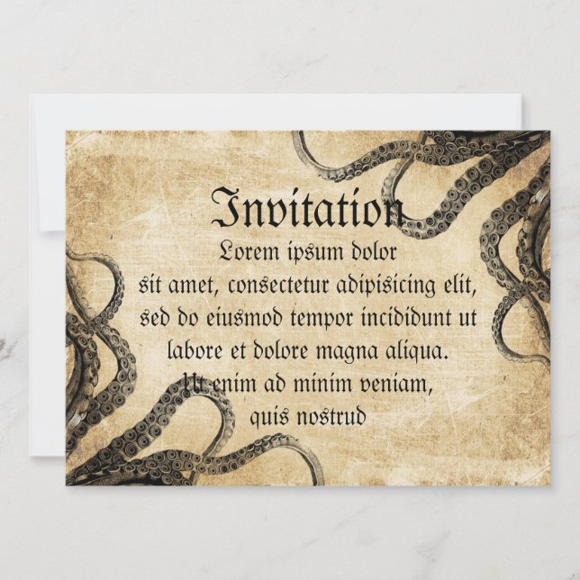 Vintager Oktopus Einladung (Vorderseite)
