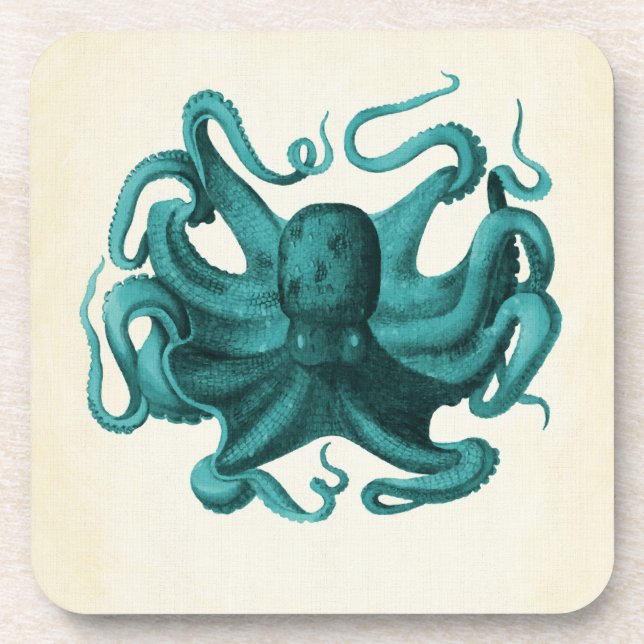 Vintager Oktopus Getränkeuntersetzer (Vorderseite)