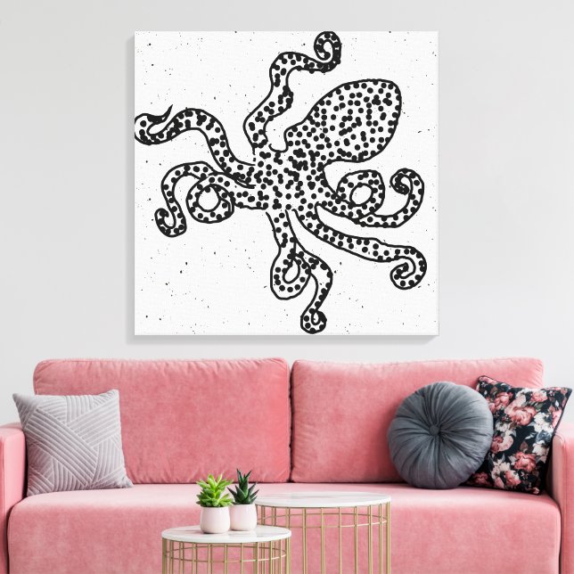Vintager Oktopus Leinwanddruck (Insitu (Wohnzimmer))