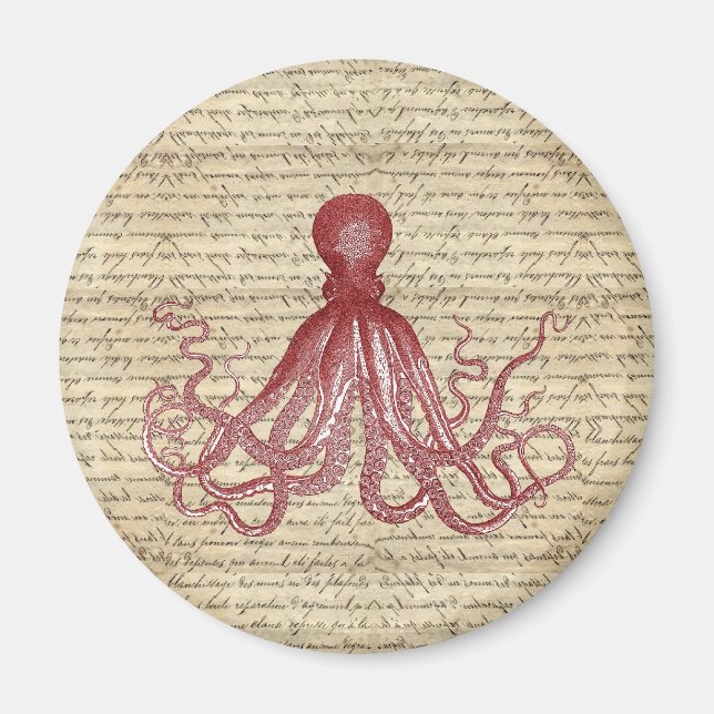 Vintager Oktopus Magnet (Vorne)