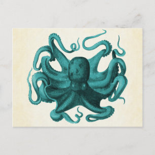 Vintager Oktopus Postkarte
