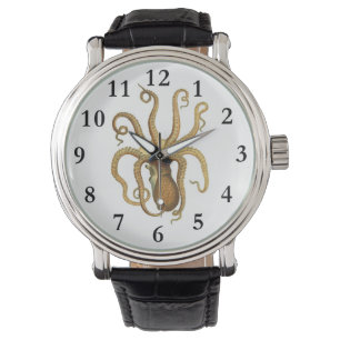 Vintager Oktopus Retro-Tintenfisch Beobachten Armbanduhr