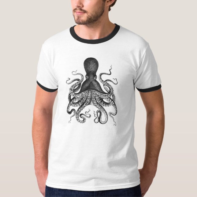Vintager Oktopus T-Shirt (Vorderseite)