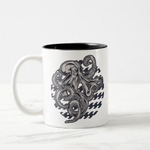 Vintager Oktopus Zweifarbige Tasse