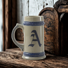 Vintager Old English Schriftart Monogram Beer Stei Bierglas