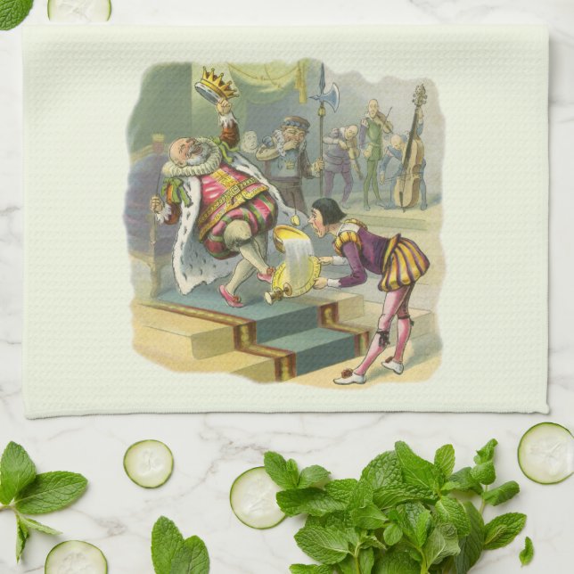 Vintager Old King Cole Kinderzimmer Rhyme Gedicht  Geschirrtuch (Gefaltet)