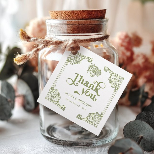 Vintager Olive Green Antique Rahmen Vielen Dank Geschenkanhänger (Von Creator hochgeladen)