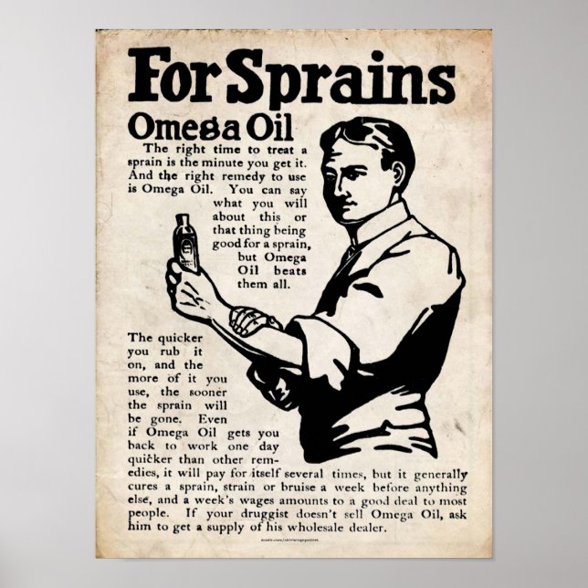 Vintager Omega Oil Pain Rub Print Poster (Vorne)