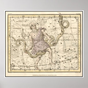 Vintager Ophiuchus Konstellations-Tierkreis-Druck Poster