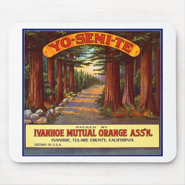 Vintager orange Aufkleber Yo-Semi-Te Mousepad (Vorne)
