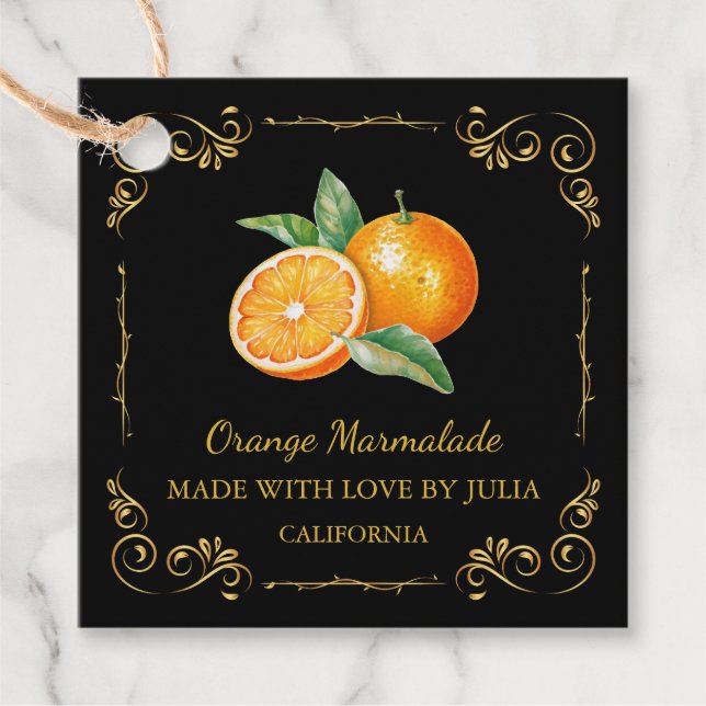 Vintager Orange Marmalade Square Hang Tag Geschenkanhänger (Vorderseite)
