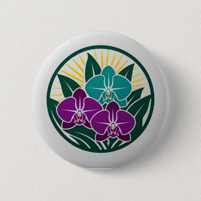 Vintager Orchid Garden Button - Zeitlose Eleganz (Vorderseite)