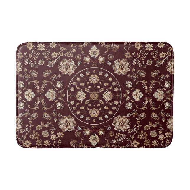 Vintager Orientalischer Goldmaroon Persischer Rug Badematte (Vorderseite)