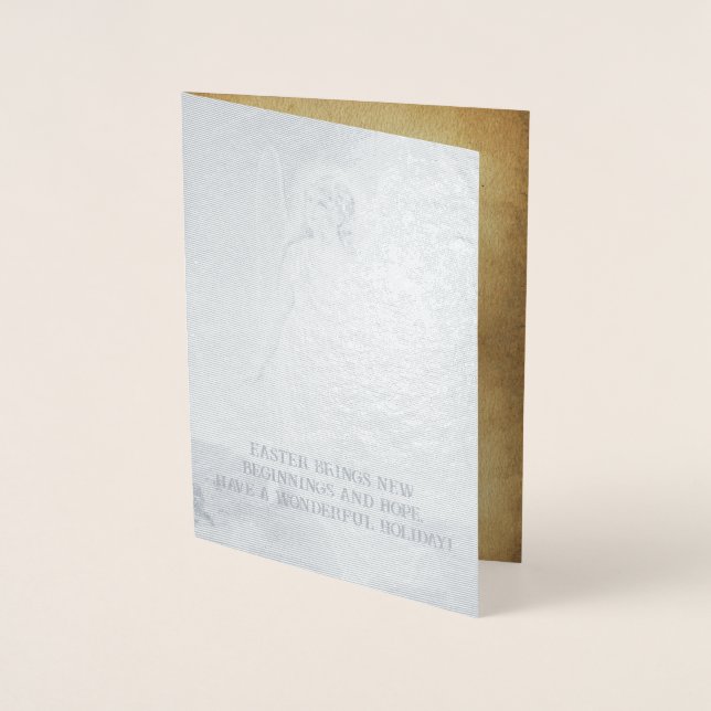 Vintager Osterangel Grüße Folienkarte (Vorderseite)