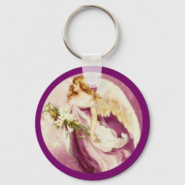 Vintager Osterangel texturiert Schlüsselanhänger (Vorderseite)