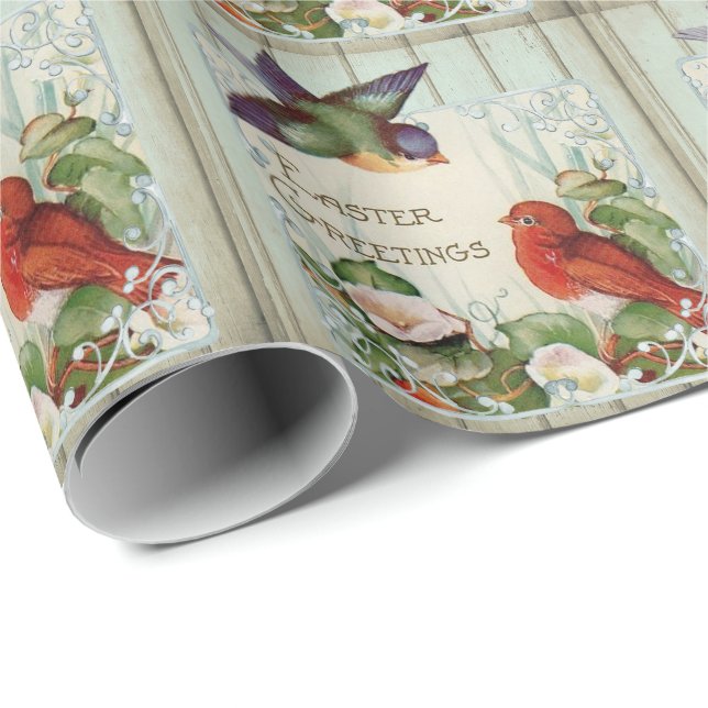 Vintager Osterfrühling  Geschenkpapier (Rolleneckpunkt)