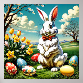 Vintager Osterhase druckbar. Osterhase. Poster