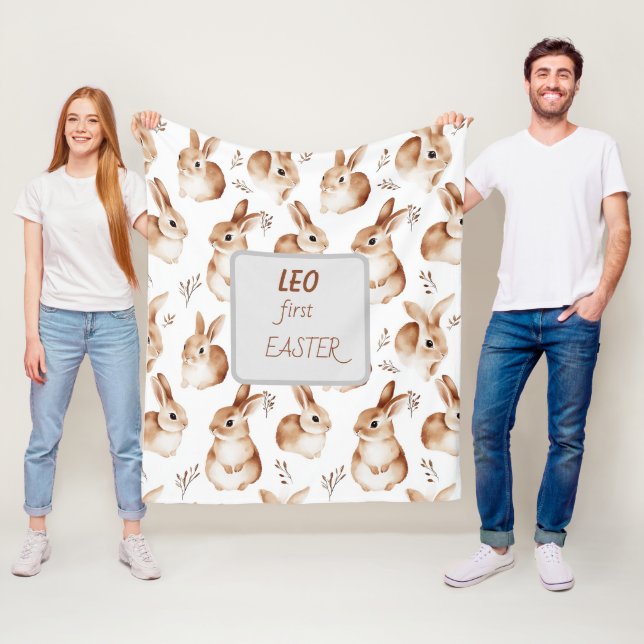 Vintager Osterhase - Eigener Name Fleecedecke (Beispiel)