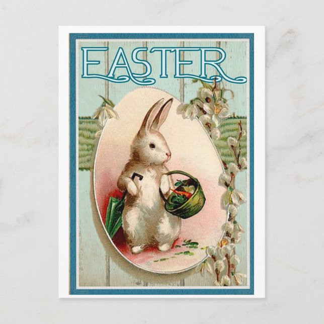 Vintager Osterhase Feiertagspostkarte (Vorderseite)