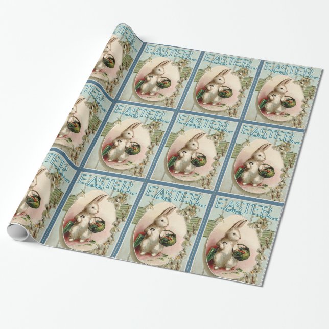 Vintager Osterhase Geschenkpapier (Ungerollt)
