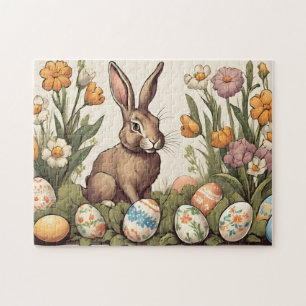 Vintager Osterhase im Frühlingsgarten Puzzle