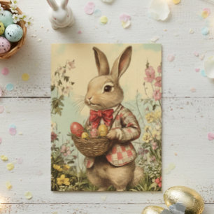 Vintager Osterhase in Jacket Postkarte