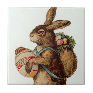 Vintager Osterhase mit Eiern Fliese