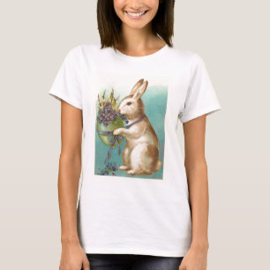 Vintager Osterhase mit grünem Ei T-Shirt